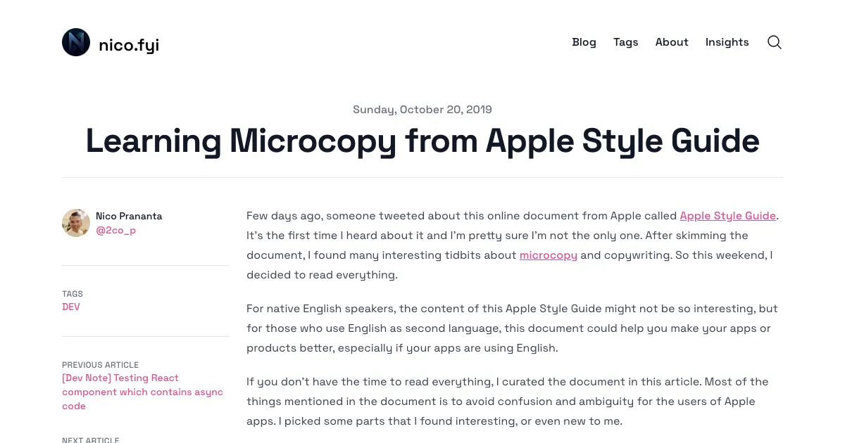 Learning Microcopy from Apple Style Guide | Nico's Blog