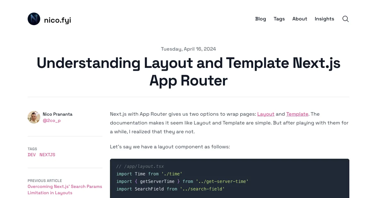 Understanding Layout and Template Next.js App Router | Nico's Blog